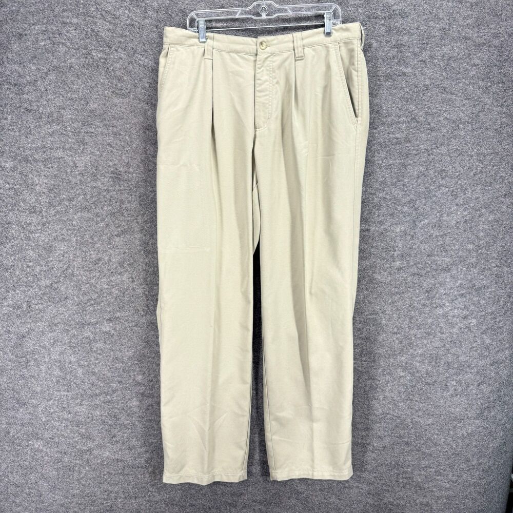 Columbia Dress Pants Men 36 Beige Mid Rise Pleated Straight Pockets Regular